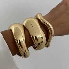 3pcs/2pcs/1pc Luxury Bracelet, Gold Bracelet, Wide Bracelet, Thick Bracelet, Bracelet Set, Wide Bracelet - Yellow Gold - View 9