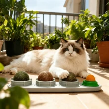1 Piece 4-In-1 Rotatable Catnip Ball, Cleans Teeth And Expels Hairballs, Relieves Cats' Boredom, Resistant To Biting And Abrasion; Rotating Design Adds Fun To Playtime. - Random Color - View 2