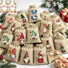 56/62/74pcs Pack Christmas Gift Wrapping Bags(With Tags), With Drawstring Closure -Suitable For Small Trinkets, Apples, Candies, Chocolates, Party Favors For &, Gift For Holiday Parties - Style E - View 1