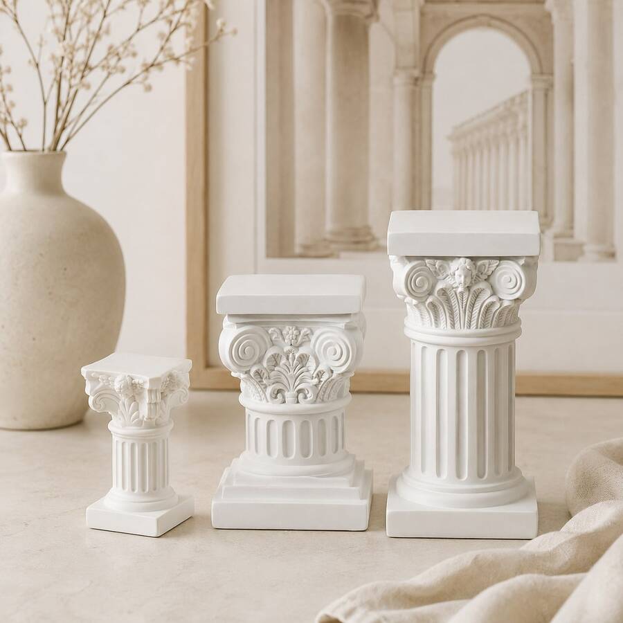 Mini Roman Column Resin Figurine, Greek Column Micro Landscape Bonsai, Vintage Desktop Craft Decoration - A - View 1