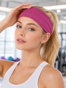 Women's Breathable Mesh Sports Headband, Elastic Pleated Quick-Dry Moisture-Wicking Hairband, Solid Color Loose Stretch Headwrap, Suitable For Yoga, Running, Cycling And Fitness Workouts - Multicolor - View 9