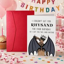 1pc Funny Birthday Card - "I Sent You This Card" Humorous Design With Crowned Bat Illustration, Suitable For Men And Women, Perfect For Family And Friends, Unique Birthday Gift For Fans, Birthday Card, Christmas Decor, Home Christmas Gift, Christmas Decoration - Multicolor - View 6