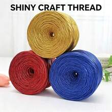 2pcs/400g Shiny Metallic Plain Crochet Yarn, Premium Knitting Craft Yarn, Multi-Color Durable Crochet Yarn, Suitable For Making Handbags, Hats, Home Decor, Sewing And Knitting Projects - 2-pack - View 5