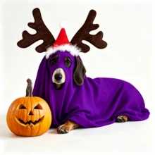 Halloween Ghost Pet Cape & Antler Headband Costume Set, Cosplay Outfit For Medium And Large Dogs - Multicolor - View 6