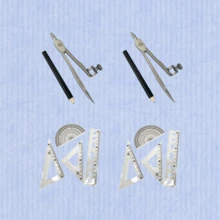 Plastic Laminated Iron Compass Student Compass Transparent Ruler 4-Piece Set Learning Stationery Student Drawing Set - Multicolor - View 6