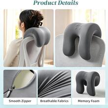 Neck Support For Office Chair,Memory Foam Desk Pillow For Napping,Washable Cover,Fits Most Office Chair , Head Rest For Office Chair, Ergonomic Hanging Pillow Support, Soft Memory Foam Nap Pillow For Office Work, Computer Chair, Side Sleeping - Grey - View 7