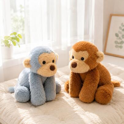 Keylingwd 1pc Cute Realistic Plush Stuffed Smiling Monkey Doll Soft Cuddly Doll Pillow, Adorable Monkey Plush Doll Gift For Children, Birthday, Christmas, Valentine's Day
