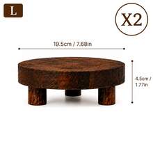 Rustic Round Wooden Display Stand, Natural Wood Pedestal Riser For Home Decor, Candle, Plant, Dessert & Coffee Table Styling - A - View 16