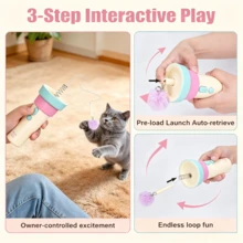 1 Set Automatic Ejection Cat Teaser Wand Gift Box, Plush Ball Interactive Cat Toy Set For Pet Interaction, Indoor Kitten Exercise And Boredom Relief Pet Play Supplies - Baby Blue - View 5