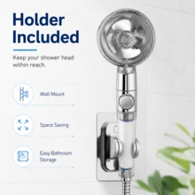 Turbo Wind Shower Head Set With 4 Replacement Filter Cartridges, High Pressure Filtration Handheld Shower Head, Water-Saving Bathroom Shower Accessory, Suitable For Home, Dorm, Apartment - Multiple Styles - View 8