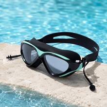 Adult Swimming Goggles Unisex Large Frame Adjustable Double Strap Design With Earplugs Comfortable Fit Swimming Pool Training Fitness Swimming Gear Summer Water Sports Accessories - White - View 4