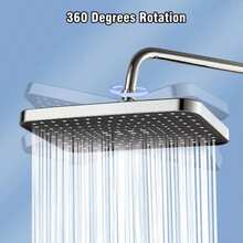 12 Inch ABS High Pressure Rainfall Shower Head Bathroom 360° Adjustable Angle Anti-Clog Nozzle Water Saving Bathroom Accessories - Silver - View 6