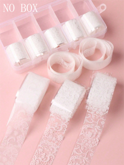 10 Hojas de Papel de Transferencia Floral de Encaje Blanco, 10 Diseños (Sin Respaldo Adhesivo)
