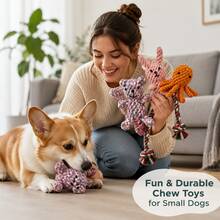 1pc Crochet Animal Dog Chew Toy Set, Handmade Soft Rope Knotted Cute Design, Suitable For Puppy Teething, For Dogs And Cats - Multicolor - View 4
