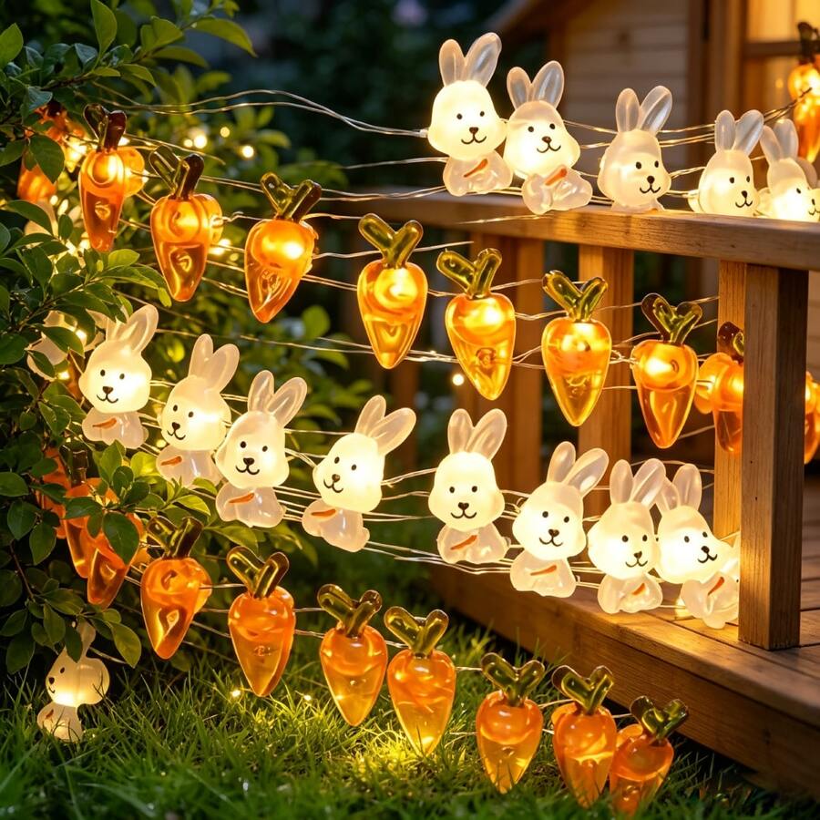 電池供電 LED 迷你仙女燈,兔子與胡蘿蔔造型,銅線仙女燈,閃爍仙女燈,適用於梅森罐、婚禮、派對、聖誕節、桌面裝飾、聖誕裝飾、情人節裝飾、節日裝飾、DIY 禮物裝飾與居家裝飾 - 燈串 - 查看 1