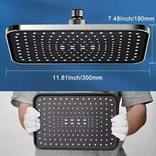 12 Inch ABS High Pressure Rainfall Shower Head Bathroom 360° Adjustable Angle Anti-Clog Nozzle Water Saving Bathroom Accessories - Silver - View 9