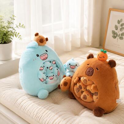 1Pc Capybara Snack Bag Plush Pillow Doll, Includes 6 Small Dolls, Children's Pl…