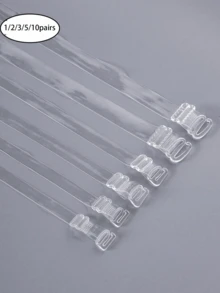 10 Pairs Clear Invisible Bra Straps, Non-Slip Sexy Strapless Bra Accessories With Metal Buckle (1/2/3/5/10 Pairs) 1pc - Multicolor - View 1
