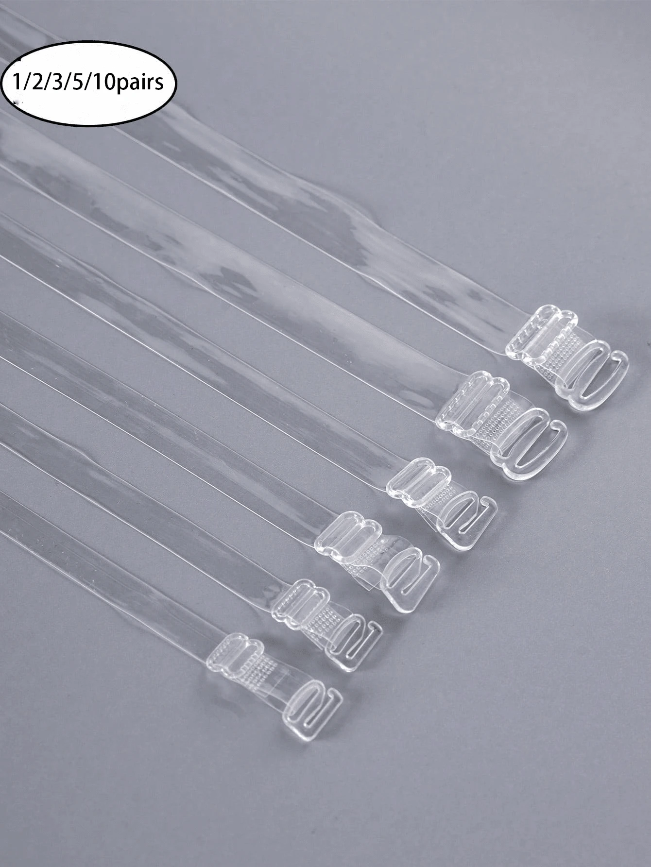 10 Pairs Clear Invisible Bra Straps, Non-Slip Sexy Strapless Bra Accessories With Metal Buckle (1/2/3/5/10 Pairs) 1pc - Multicolor - View 1