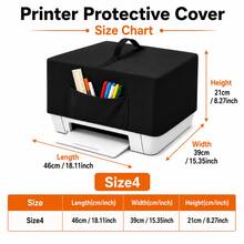 Printer Protective Cover-5 Sizes Available, 2 Colours(Black/Grey), Heavyweight 300D Oxford Fabric, The Bottom Features A Drawstring Design, Front Storage Pocket. Suitable For Printer(Only The Protective Cover) - Black - View 13