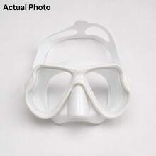 1pc Wide View Snorkel Mask For Teens And Adults, Unisex, Dual Lens Liquid Silicone Soft Fit Skirt, Adjustable Strap Comfortable Diving Mask, Suitable For Beach Snorkeling, Pool Swimming, Freediving And Underwater Exploration - White - View 1