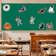 36pcs Happy Halloween Bulletin Board Decoration Set, Bat Decor, Spider Ghost Paper Cutouts - Ghost Skeleton - View 5