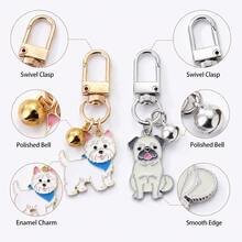 1/2pcs Enamel Dog Keychain With Bell & Swivel Clasp, 2 Styles, Cute Bag Charm For Keys, Handbags, Backpacks And Pet Lover Gifts - Black and White - View 6