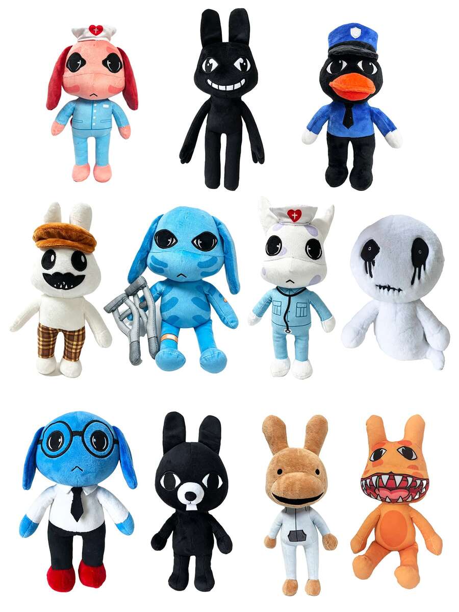 BLUESLEMON Boneka Plush Hewan Kartun Rumah Sakit, Boneka Lembut Berbentuk Hewan Dokter, Perawat, Polisi, Kelinci, Kucing, Rusa Monster Horor yang Lucu, Hadiah Dekorasi Koleksi untuk Remaja dan Dewasa - MultiWarna - View 1