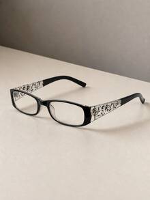 1pc Women's Vintage Floral Decor Narrow Frame Clear Lens Glasses, Y2K Style Transparent Lens, Hort Girl Style Suitable For Daily Use, Including Computer Work, Reading And Gaming, Holiday Parties - Multicolor - View 13