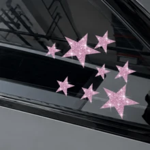 閃亮水鑽星空車貼，亮面裝飾貼紙，吸睛星星元素貼紙，適用於筆記本電腦、冰箱、摩托車、行李箱 - 粉色 - 查看 12