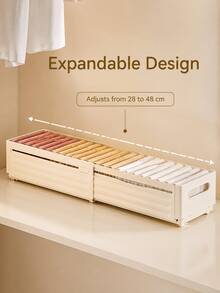 1pc Expandable Pull-Out Wardrobe Storage Box, Adjustable Large Capacity Clothing Organizer, Stackable Closet Drawer Storage Basket, Suitable For Shirts, Pants, Sweaters, Underwear, Bedroom, Dorm, Home Storage, Space-Saving - View 7