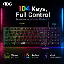 AOC GK116 104 Keys Mechanical Wired Gaming Keyboard, RGB Backlight USB Plug And Play Luminous Keyboard, Universal For Desktop Notebook Home Gaming Office Daily Typing - View 7