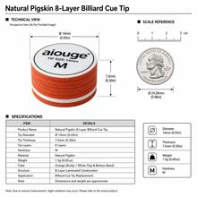 14mm 8-Layer Natural Pigskin Leather Pool Cue Tip | High Grip Spin Control Billiard Replacement Tip For American Pool Cues | Durable Pro Tip For Players & Clubs - Orange - View 3
