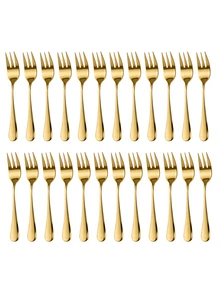 2/6/12/24pcs Stainless Steel Dessert Forks Fruit Forks Suitable For Afternoon Tea Fruit Shop Holiday Gift - Multicolor - View 12