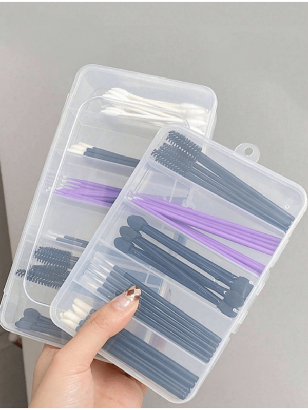 1pc Five-Grid Six-Grid Cotton Swab Lip Brush Multi-Functional Large Capacity Cosmetic Tool Storage Box