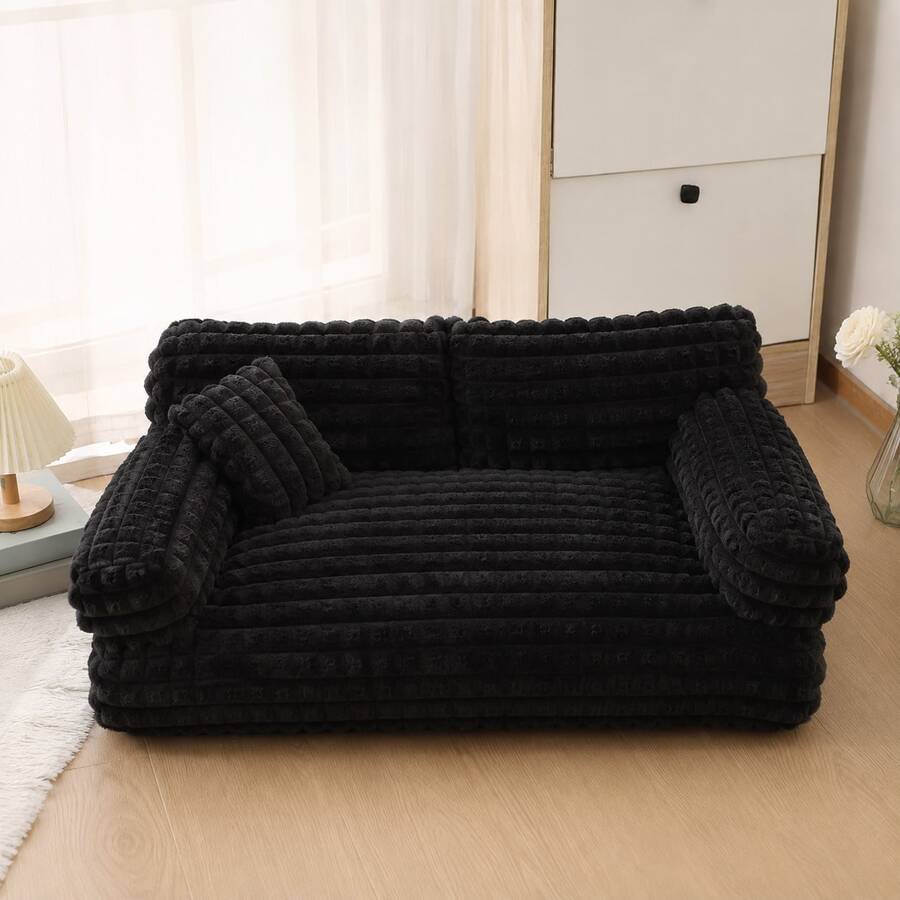 Thickened Reinforced Plaid Fleece Pet Sofa Bed, Comfortable Non-Slip Cat & Dog Resting Bed, Modern Indoor Furniture