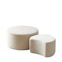 Kaffeetisch-Set, 2-Teilig , Gepolsterte Runde Kaffeetische, Set Mit 2 Stu Ck Fu R Das Wohnzimmer, Moderner Runder Kaffeetisch Aus Schaumstoff, Beistelltisch, Ottoman, Keine Montage Erforderlich - 米色 - 查看 8