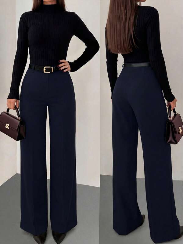 Women's Solid Color Slim Fit Hip-Hugging Sexy Elegant Vacation Commute Fashion Casual No Belt Straight Leg Pants