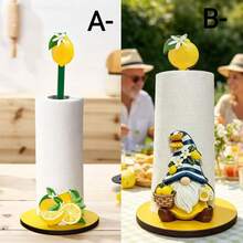 Lemon Wooden Vertical Paper Towel Holder, Cute Fruit Theme Kitchen Countertop Decor, Fun Desktop Roll Paper Dispenser, Suitable For Kitchen, Farmhouse Home Decor - View 6