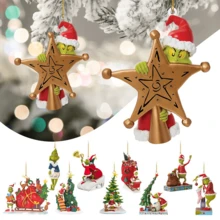 Panini Paket Ornamen Gantung Resin Karakter Grinch yang Meriah, Liontin Dekorasi Pohon Natal untuk Dekorasi Suasana Liburan Dalam Ruangan - Gaya acak - View 2