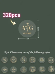 1/10/20/40/80/160/320pcs Custom Gold Foil Botanical Wedding Stickers, Personalized Gold Wedding Favour Labels, 4-6cm,Various Patterns,Clear Wedding Envelope Seals,Clear Wedding Stickers With Gold Foil,Infinity For Wedding Favors, Cups Labels Stickers - Multicolor - View 13