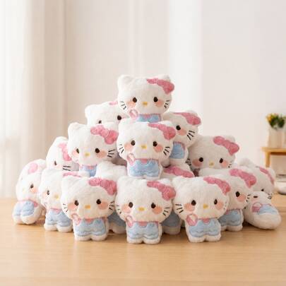 1 buah Gantungan Tas Hello Kitty Sanrio, Liontin Boneka Mini Lucu Kawaii, Dekorasi Tas Ransel & Tas Tangan Kartun Lembut, Ornamen Tas Pita Merah Muda, Hadiah Koleksi untuk Wanita dan Anak Perempuan