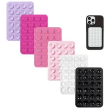 6pcs Silicone Suction Cup Phone Stickers, Strong Adhesion, Firmly Attach To Various Smooth Surfaces; Self-Adhesive, Washable And Reusable, Multifunctional Phone Stand Function, Compatible With All Phone Models - Multicolor - View 3