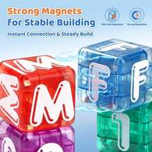 80pcs Magnetic Number & Letter Blocks Set, DIY Magnetic Cube Building Set With Storage Tin Box, STEM Learning Educational Interactive Fingertip Toy, Travel Portable Puzzle Toy, Suitable For Children's Birthday Gift, Christmas Stocking Stuffer, Back To School Gift - Multicolor - View 6