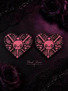 1 Pair Cute & Funny Skull Nipple Covers, Gothic Style, Suitable For Halloween - Multicolor - View 4
