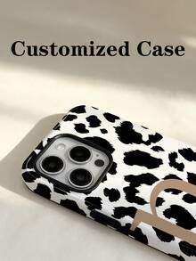 1 Peça Capa de Telefone Personalizada com Estampa de Leopardo e Letra Personalizada, Estilo Celebridade, Presente de Aniversário, Presente do Dia dos Namorados, Presente de Aniversário, Presente de Casamento, Presente do Dia das Mães, Presente do Dia dos Pais, Presente para Melhor Amigo, Presente para Mãe/Pai, Presente para Namorado, Presente para Namorada, Capa Rígida com Filme Brilhante 2 em 1 de Cobertura Total Compatível com iPhone 11/12/13/14/15/16/17 Pro Max - Multicolorido - Visão 4