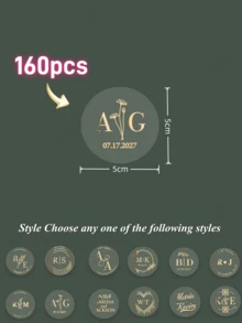 1/10/20/40/80/160/320pcs Custom Gold Foil Botanical Wedding Stickers, Personalized Gold Wedding Favour Labels, 4-6cm,Various Patterns,Clear Wedding Envelope Seals,Clear Wedding Stickers With Gold Foil,Infinity For Wedding Favors, Cups Labels Stickers - Multicolor - View 27