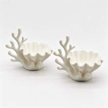 3D Printed PLA White Coral Shell Trinket Dish, Nautical Coral Branch Sculpture Storage Bowl, Multi-Functional Wavy Shell Decorative Tray For Mini Succulent Plants, Necklaces, Soaps And Small Accessories, Vanity Dresser Bathroom Desktop Organizer, Unique Coastal Table Decor And Housewarming Gift - Multicolor - View 9