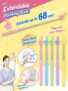 1pc/2pcs/4pcs 68cm Telescopic Finger Reading Stick (Random Color), Teaching Pointer, Multiple Colors Available, Reading Finger Telescopic Pointer, Pointing Teaching Tool Baton, Teacher's Teaching Stick, Parent/Teacher Teaching Aid Pointer, Reading Stick For Book Learning, Suitable For Birthday Gift Bags, Party Fillers, Classroom Rewards And Carnival Prizes (Random Color) - Multicolor - View 10