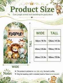Customizable Multi-Size Jungle Animal Square Birthday Backdrop Arch Stand, Personalized Name And Text, Fresh Green Leaf Cartoon Animal Pattern, Suitable For Baby Boy First Birthday Party, Little Boy Theme Birthday Party Decoration, Floor-Standing Arch Stand Easy To Install, Can Be Used In Home Yard, Hotel Indoor Scenes, Soft Visuals For Great Photos, Creating A Cute And Healing Jungle Theme Birthday Atmosphere - Multicolor - View 7